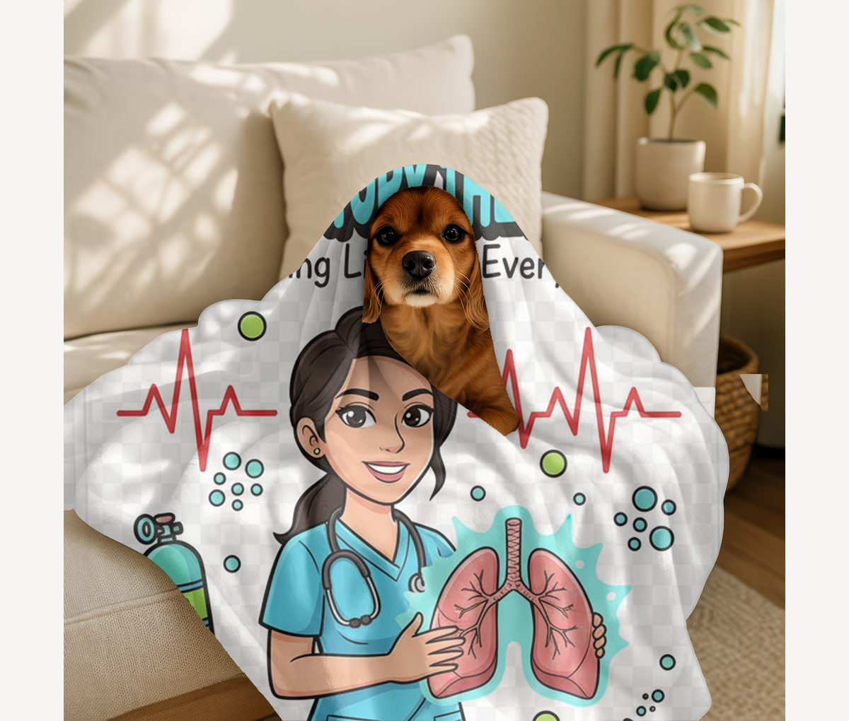 Respiratory Therapist Velveteen Blanket – Funny Breathing Life Gift Throw