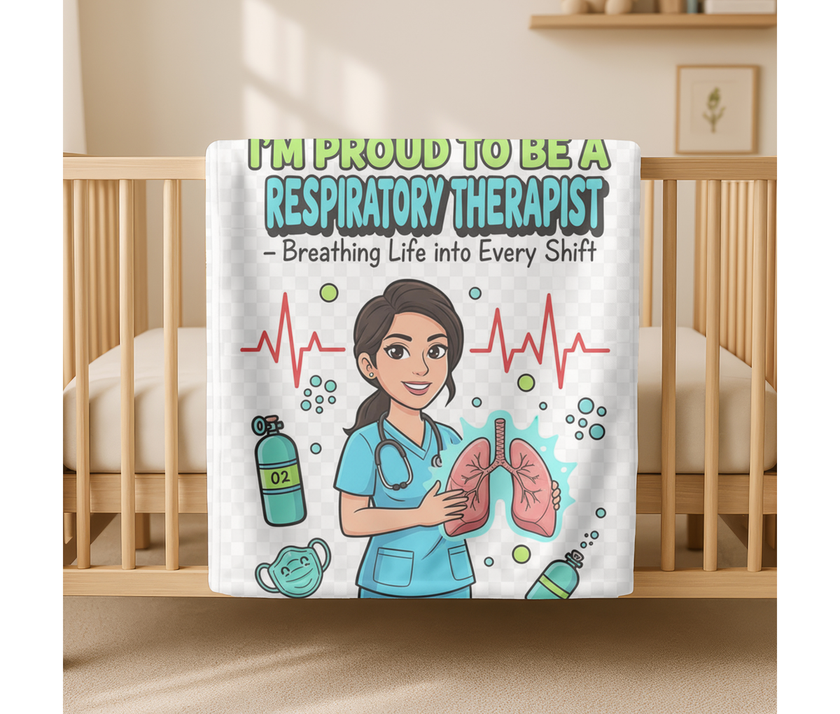 Respiratory Therapist Velveteen Blanket – Funny Breathing Life Gift Throw