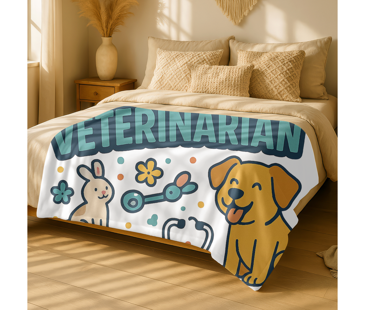 Veterinarian Velveteen Blanket – Funny Doctor for the Furry & Speechless Gift Throw