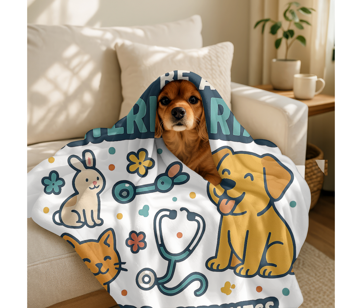 Veterinarian Velveteen Blanket – Funny Doctor for the Furry & Speechless Gift Throw