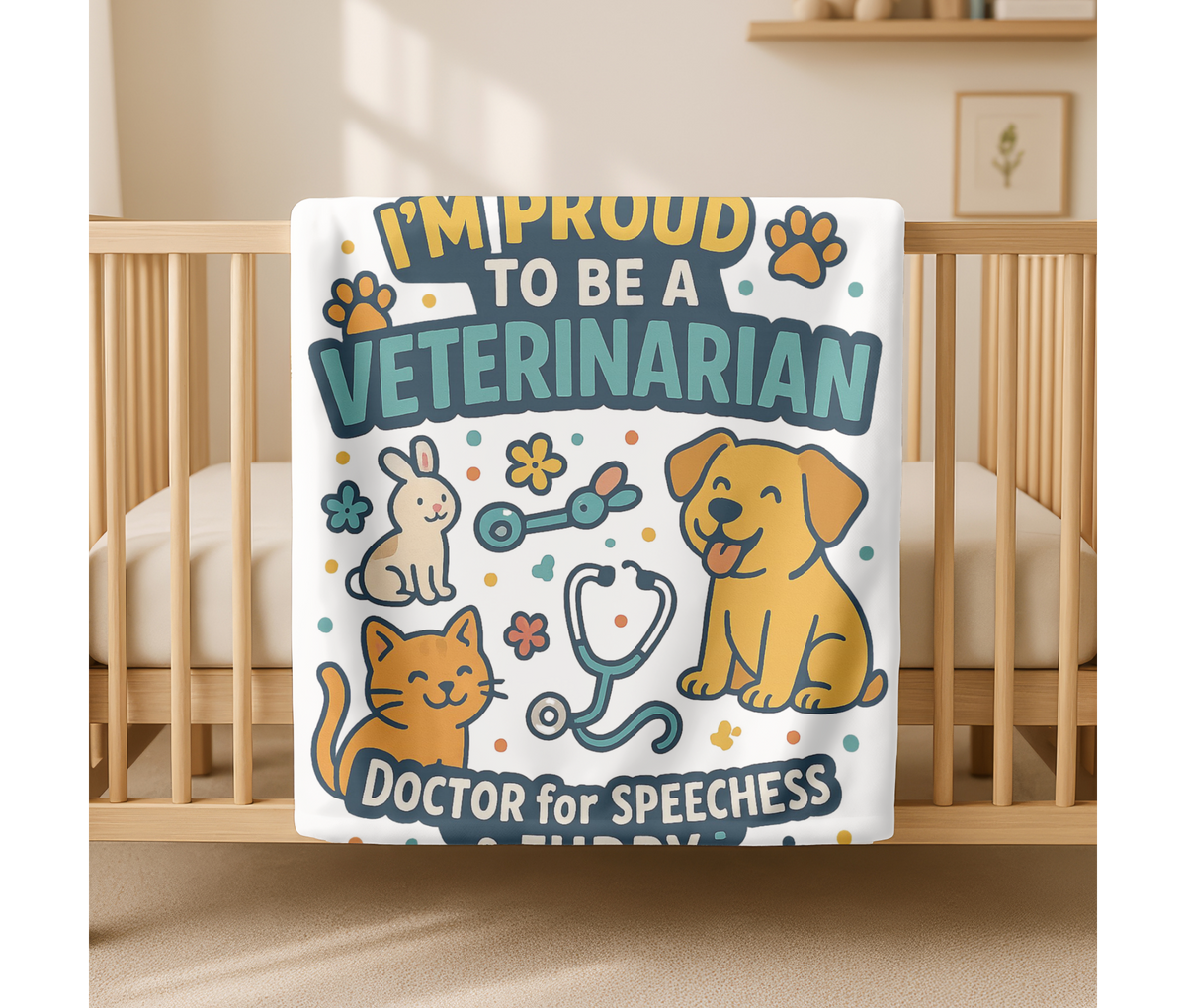 Veterinarian Velveteen Blanket – Funny Doctor for the Furry & Speechless Gift Throw
