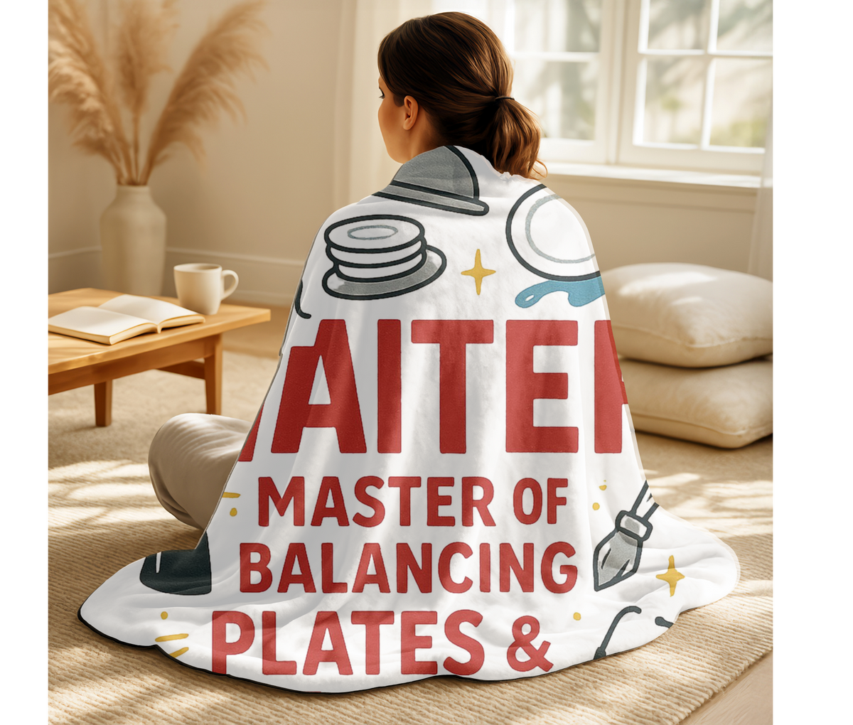 Waiter Velveteen Blanket – I’m Proud to Be a Waiter Funny Plates & Smiles Throw