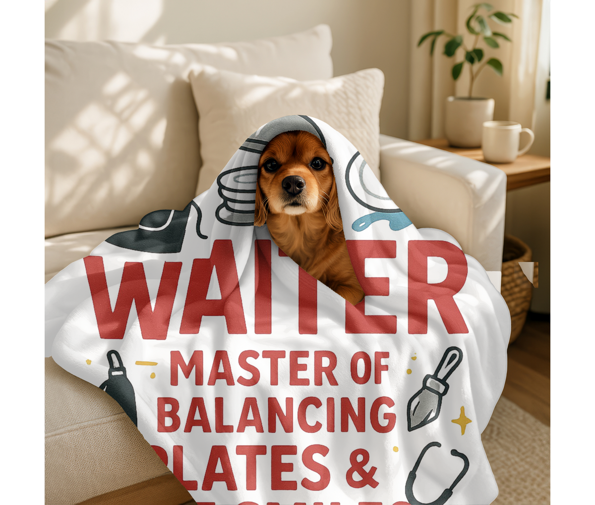 Waiter Velveteen Blanket – I’m Proud to Be a Waiter Funny Plates & Smiles Throw