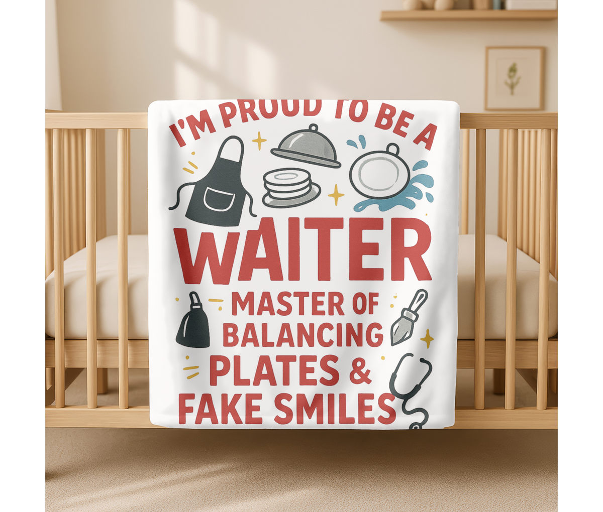 Waiter Velveteen Blanket – I’m Proud to Be a Waiter Funny Plates & Smiles Throw
