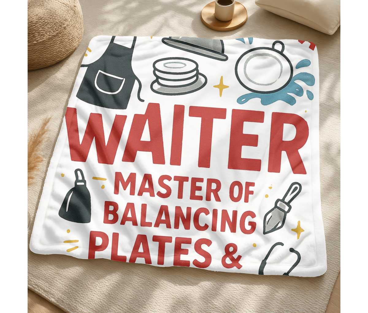 Waiter Velveteen Blanket – I’m Proud to Be a Waiter Funny Plates & Smiles Throw