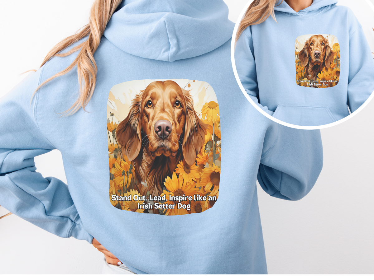 Stand Out, Lead, Inspire – Sunflower Irish Setter Dog Unisex Hoodie