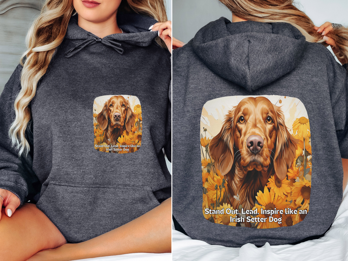 Stand Out, Lead, Inspire – Sunflower Irish Setter Dog Unisex Hoodie