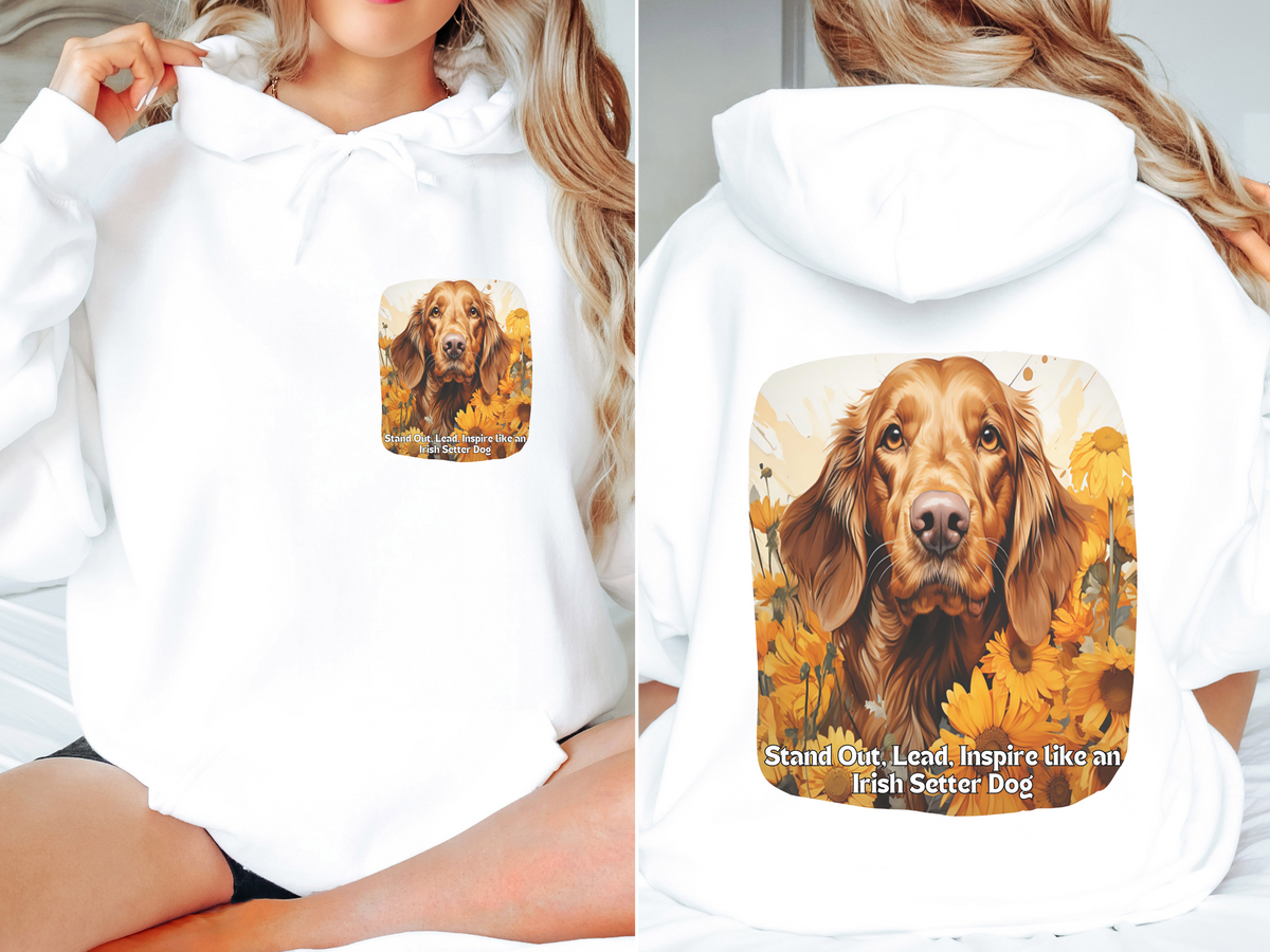 Stand Out, Lead, Inspire – Sunflower Irish Setter Dog Unisex Hoodie