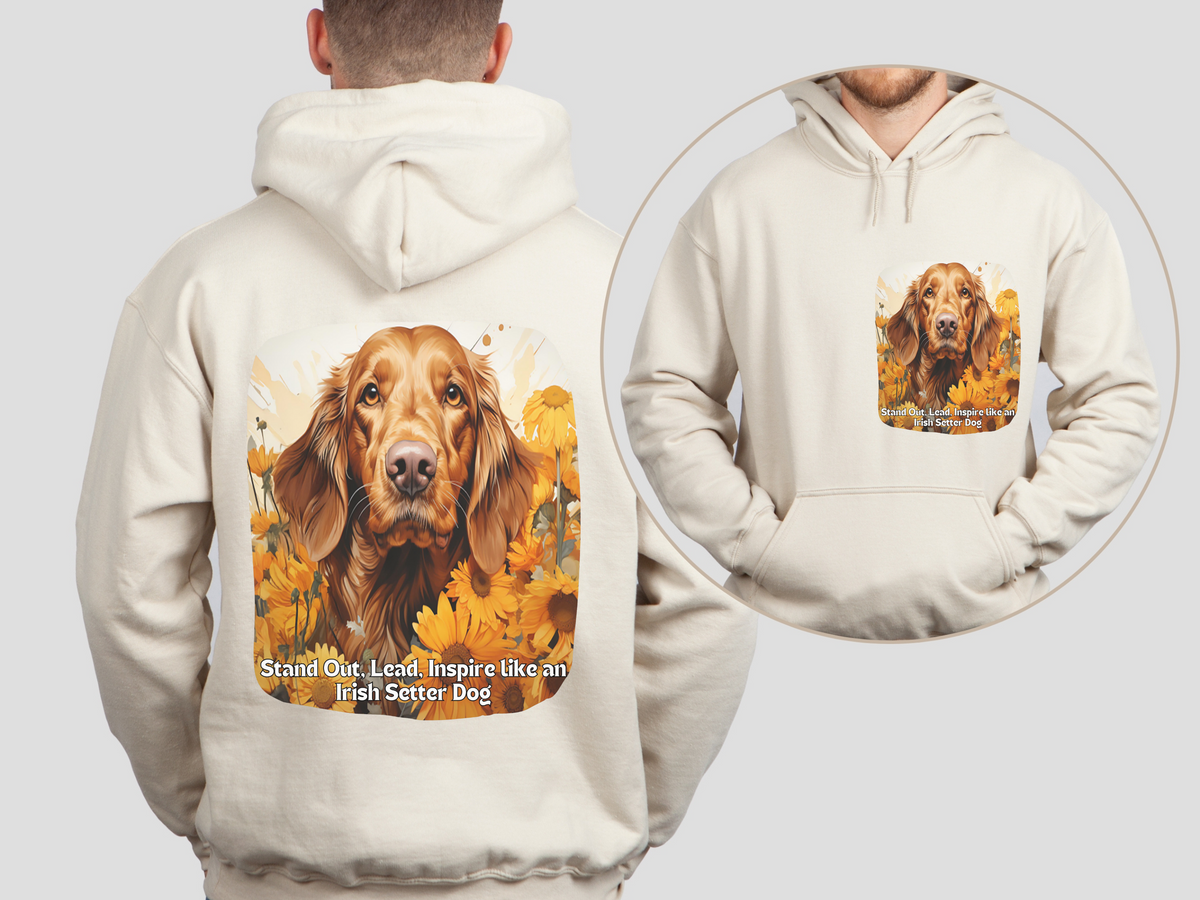 Stand Out, Lead, Inspire – Sunflower Irish Setter Dog Unisex Hoodie