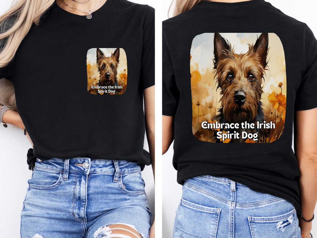 Irish Wolfhound Sunflower T-Shirt – 'Embrace the Irish Spirit' – Front & Back Design – Noble & Majestic Dog Lover Tee