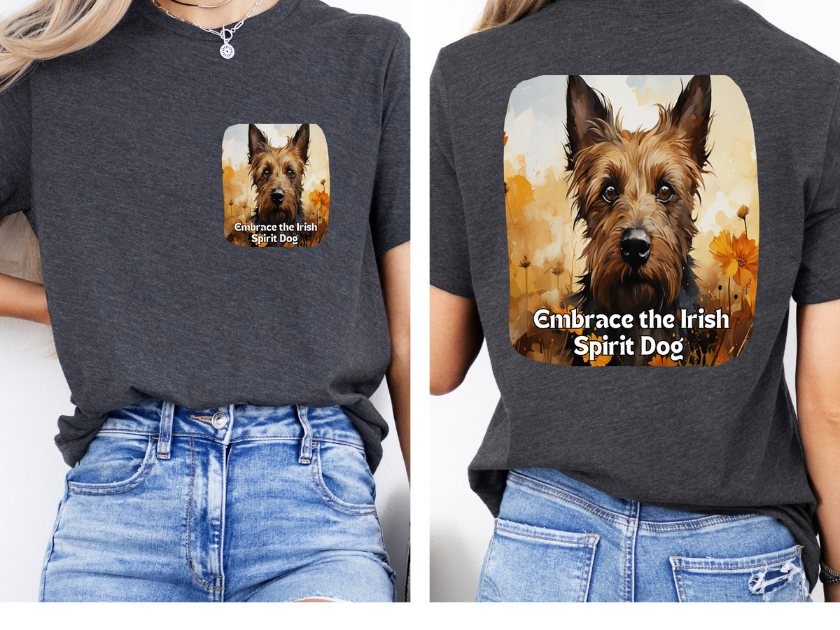 Irish Wolfhound Sunflower T-Shirt – 'Embrace the Irish Spirit' – Front & Back Design – Noble & Majestic Dog Lover Tee