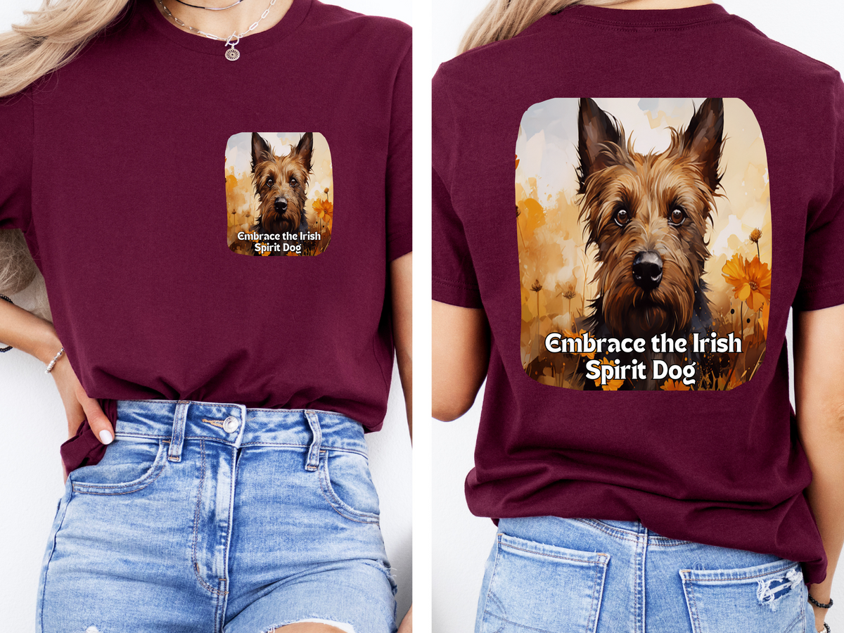 Irish Wolfhound Sunflower T-Shirt – 'Embrace the Irish Spirit' – Front & Back Design – Noble & Majestic Dog Lover Tee