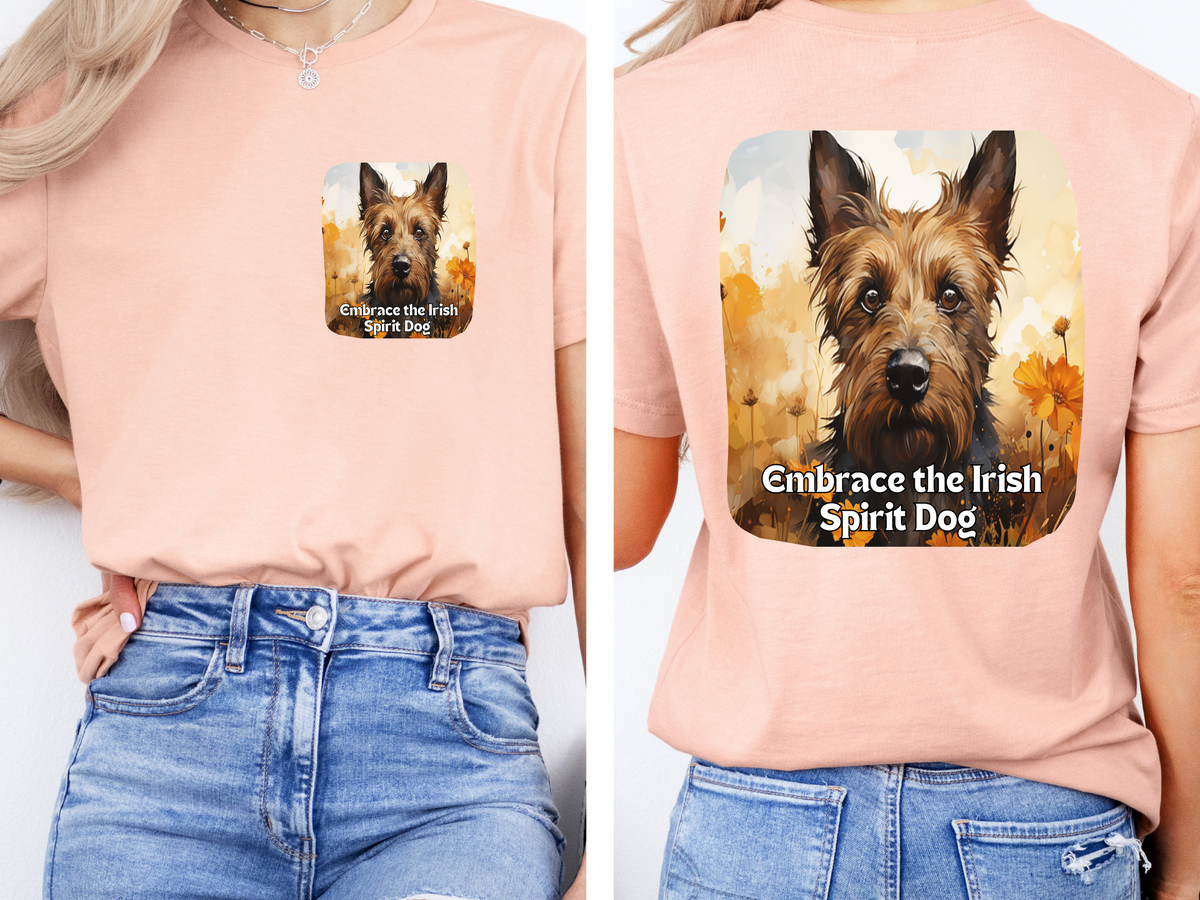 Irish Wolfhound Sunflower T-Shirt – 'Embrace the Irish Spirit' – Front & Back Design – Noble & Majestic Dog Lover Tee