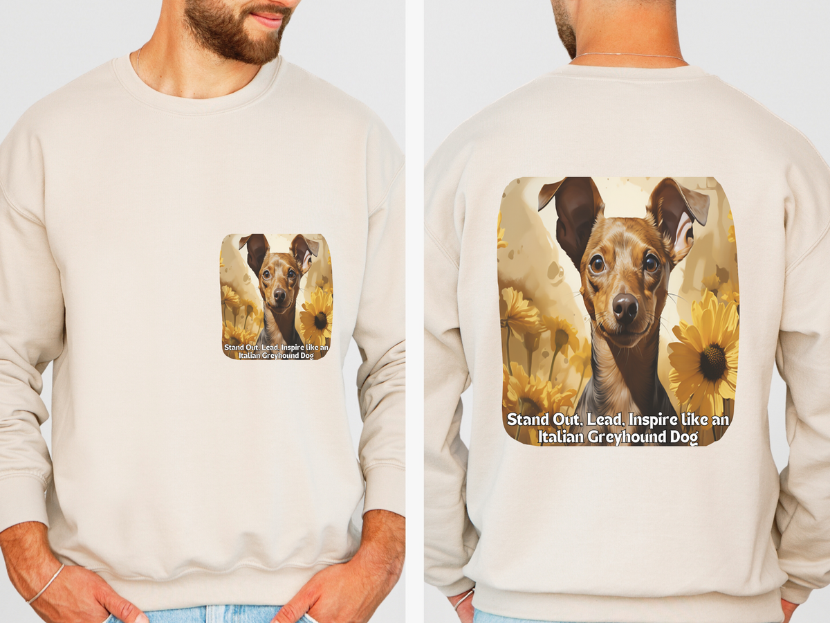 Italian Greyhound Elegance Sunflower Sweatshirt – 'Stand Out, Lead, Inspire' – Unisex Sighthound Pullover