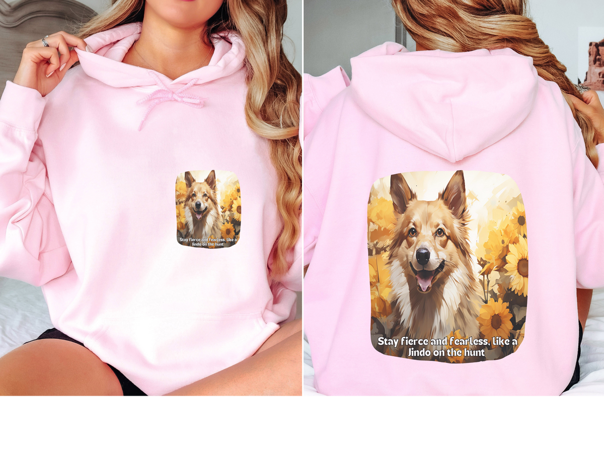 Sunflower Jindo Dog Unisex Hoodie – Stay Fierce & Fearless Like a Jindo on the Hunt