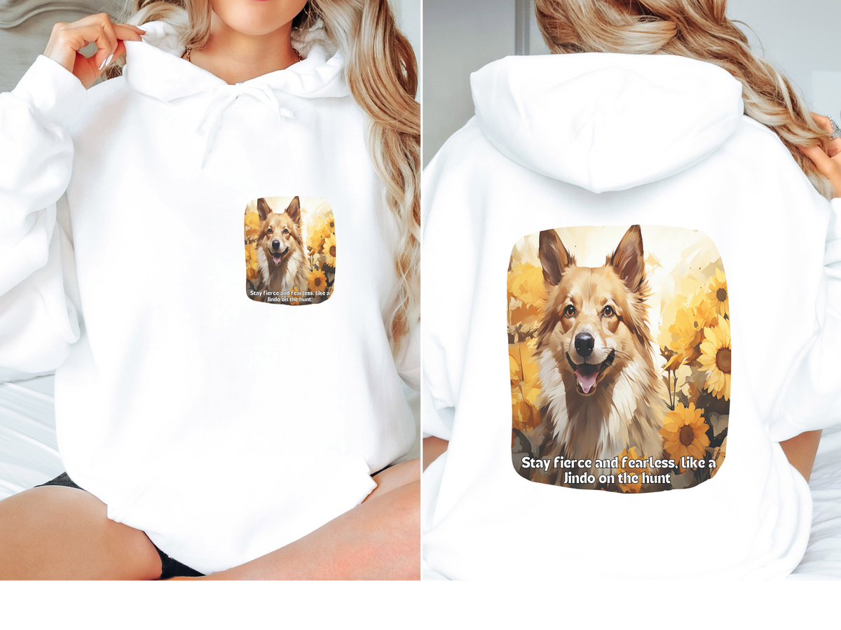 Sunflower Jindo Dog Unisex Hoodie – Stay Fierce & Fearless Like a Jindo on the Hunt