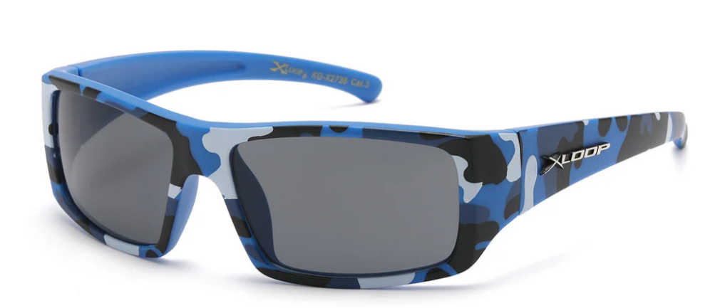 XLoop KG-X2738 Kids' Camo Sport Wrap Sunglasses – Polarized HD Lenses for Active Boys
