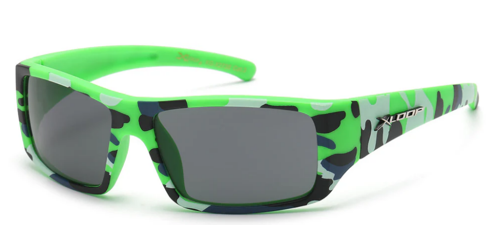 XLoop KG-X2738 Kids' Camo Sport Wrap Sunglasses – Polarized HD Lenses for Active Boys