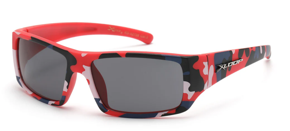 XLoop KG-X2738 Kids' Camo Sport Wrap Sunglasses – Polarized HD Lenses for Active Boys