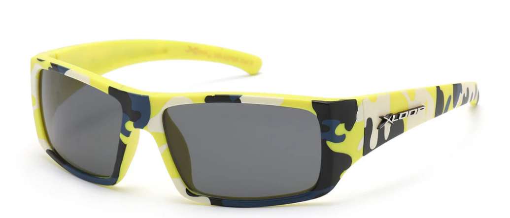 XLoop KG-X2738 Kids' Camo Sport Wrap Sunglasses – Polarized HD Lenses for Active Boys