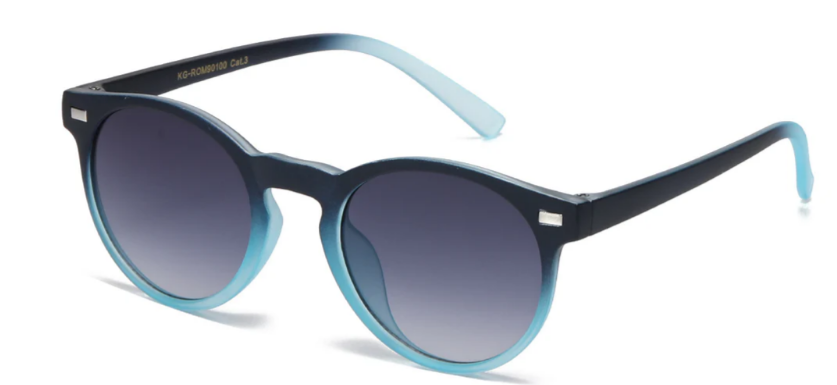 Juniors Romance KG-ROM90100 Round Sunglasses – Crystal Accent Frames, Gradient Lenses, Kids UV Protection