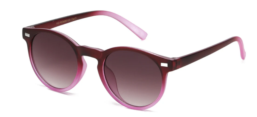 Juniors Romance KG-ROM90100 Round Sunglasses – Crystal Accent Frames, Gradient Lenses, Kids UV Protection