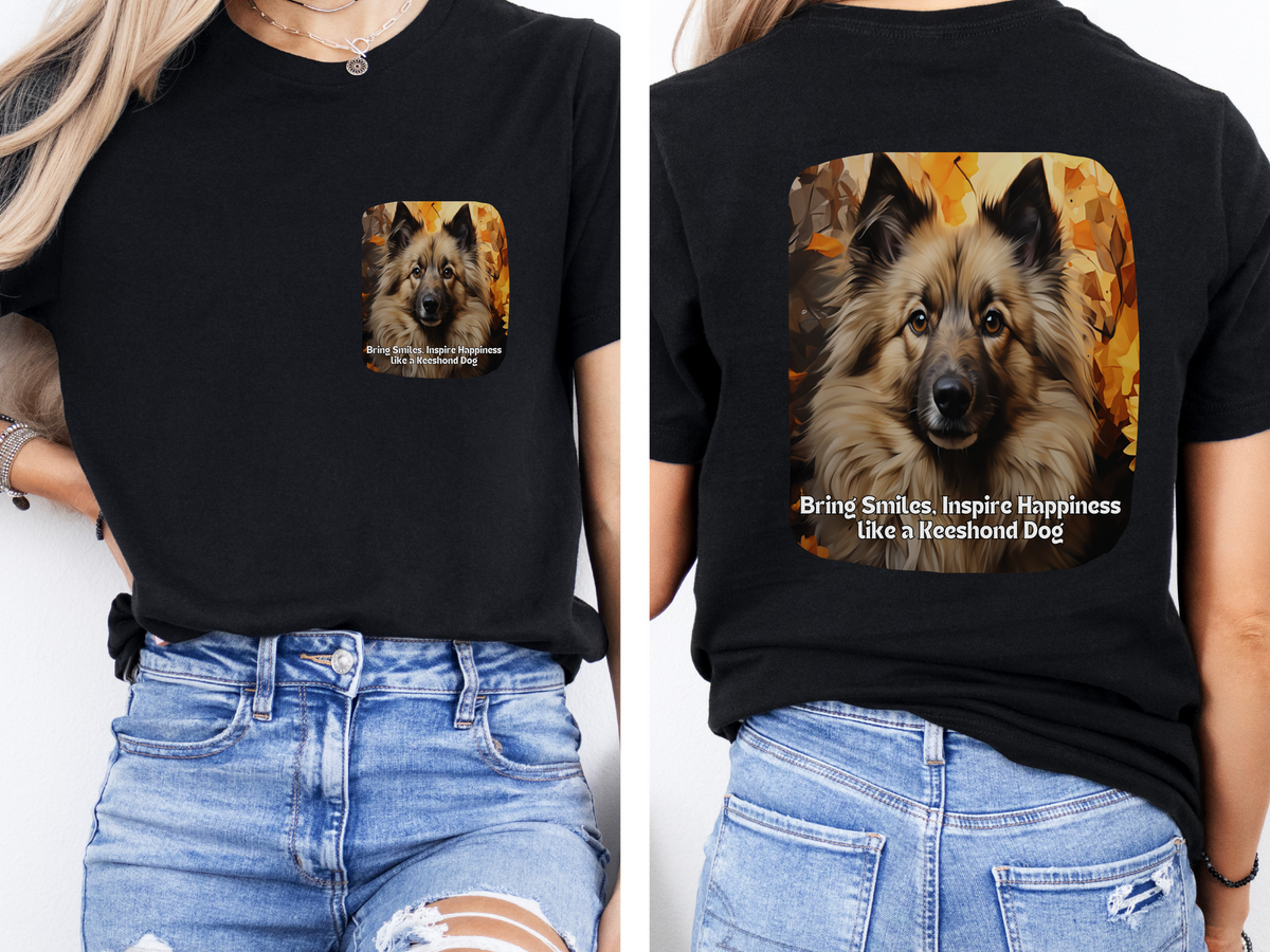 Keeshond Sunflower T-Shirt – 'Bring Smiles, Inspire Happiness' Front & Back Design – Fluffy Dog Lover Tee