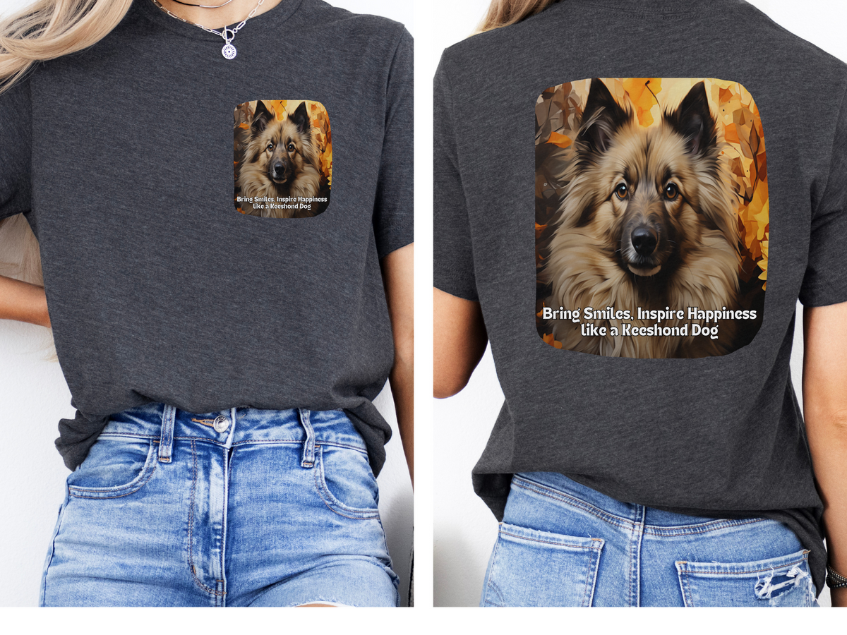 Keeshond Sunflower T-Shirt – 'Bring Smiles, Inspire Happiness' Front & Back Design – Fluffy Dog Lover Tee