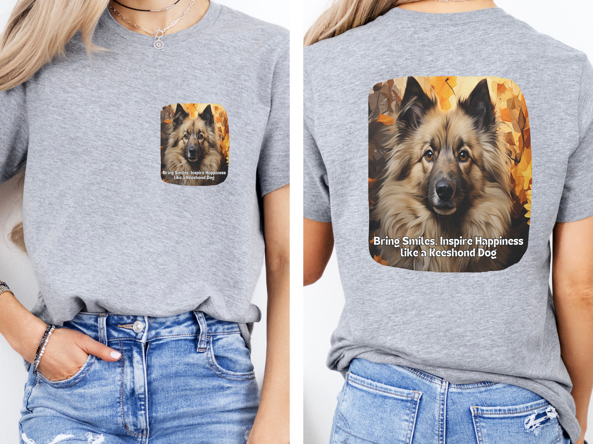 Keeshond Sunflower T-Shirt – 'Bring Smiles, Inspire Happiness' Front & Back Design – Fluffy Dog Lover Tee