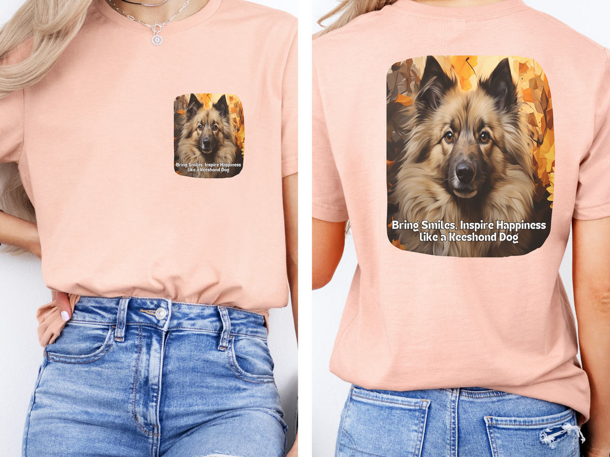 Keeshond Sunflower T-Shirt – 'Bring Smiles, Inspire Happiness' Front & Back Design – Fluffy Dog Lover Tee