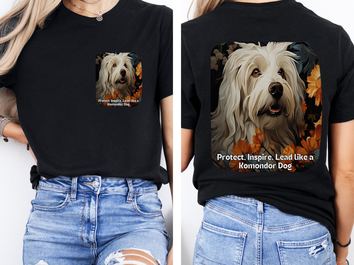 Komondor Sunflower Tee – 'Protect, Inspire, Lead' Front & Back Design