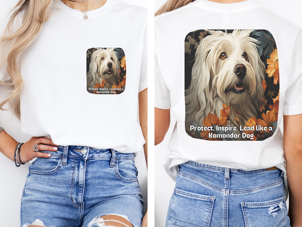 Komondor Sunflower Tee – 'Protect, Inspire, Lead' Front & Back Design