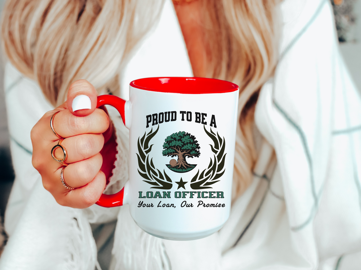 PROUD TO BE A LOAN OFFICER Accent Coffee Mug – “Your Loan, Our Promise” – Mortgage & Finance Gift by New Edge Gifts and Novelties