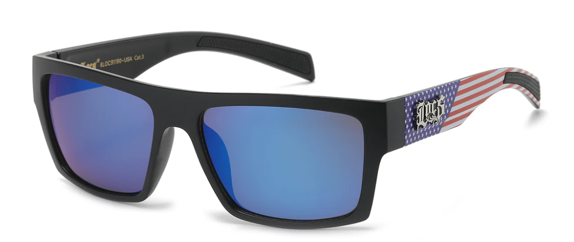 "NEW EDGE EYEWEAR XLOOP 8X3647-USA BLUE TINTED SHIELD LENS SEMI-RIMLESS SPORTS SUNGLASSES"