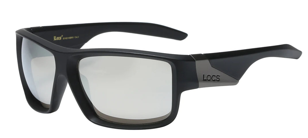 LOCS 8LOC91142-MBRV: CONTOUR SQUARE WRAP SHADES WITH MIRRORED LENSES