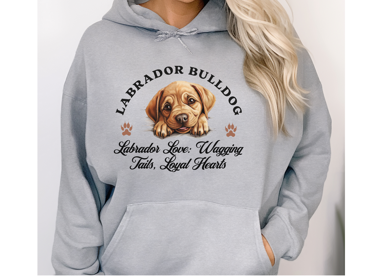 Labrador Bulldog Dog Hoodie – "Labrador Love: Wagging Tails, Loyal Hearts" | Unisex Cozy Hoodie for Sweet & Strong Companions