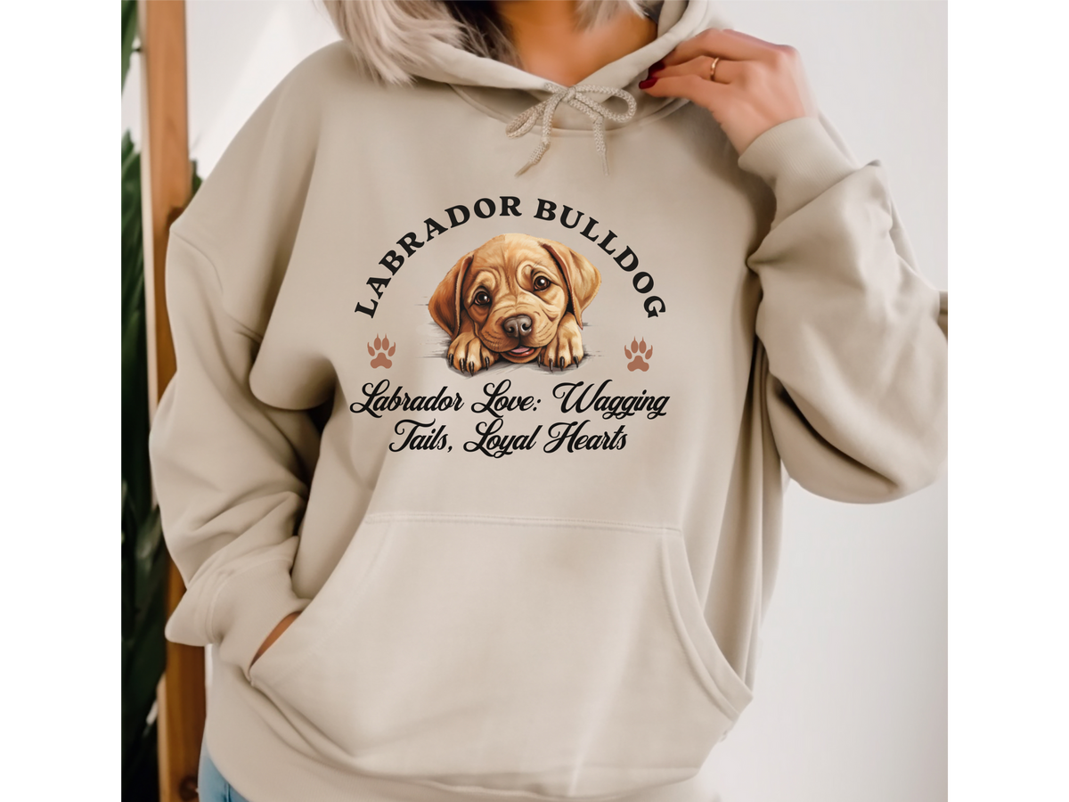 Labrador Bulldog Dog Hoodie – "Labrador Love: Wagging Tails, Loyal Hearts" | Unisex Cozy Hoodie for Sweet & Strong Companions