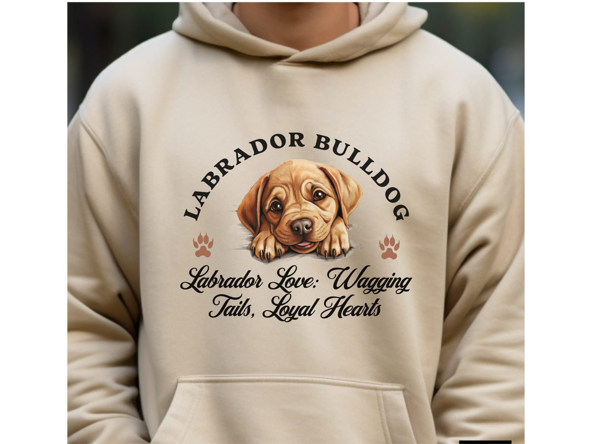 Labrador Bulldog Dog Hoodie – "Labrador Love: Wagging Tails, Loyal Hearts" | Unisex Cozy Hoodie for Sweet & Strong Companions