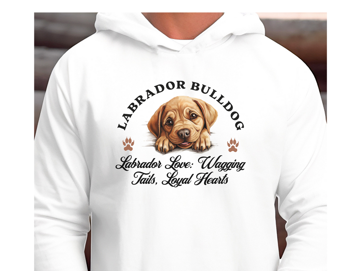 Labrador Bulldog Dog Hoodie – "Labrador Love: Wagging Tails, Loyal Hearts" | Unisex Cozy Hoodie for Sweet & Strong Companions