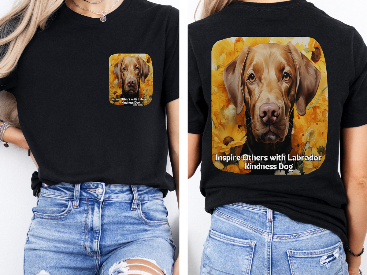 Labrador Sunflower Tee – 'Inspire Others with Labrador Kindness' – Front & Back Design