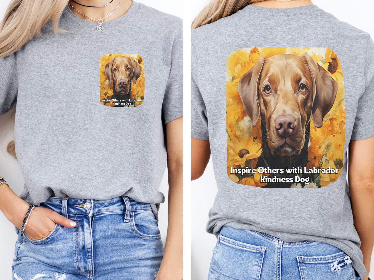 Labrador Sunflower Tee – 'Inspire Others with Labrador Kindness' – Front & Back Design
