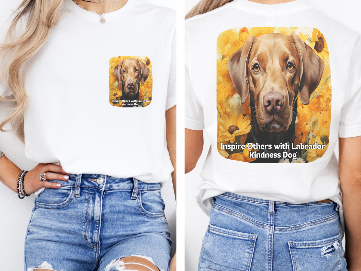 Labrador Sunflower Tee – 'Inspire Others with Labrador Kindness' – Front & Back Design