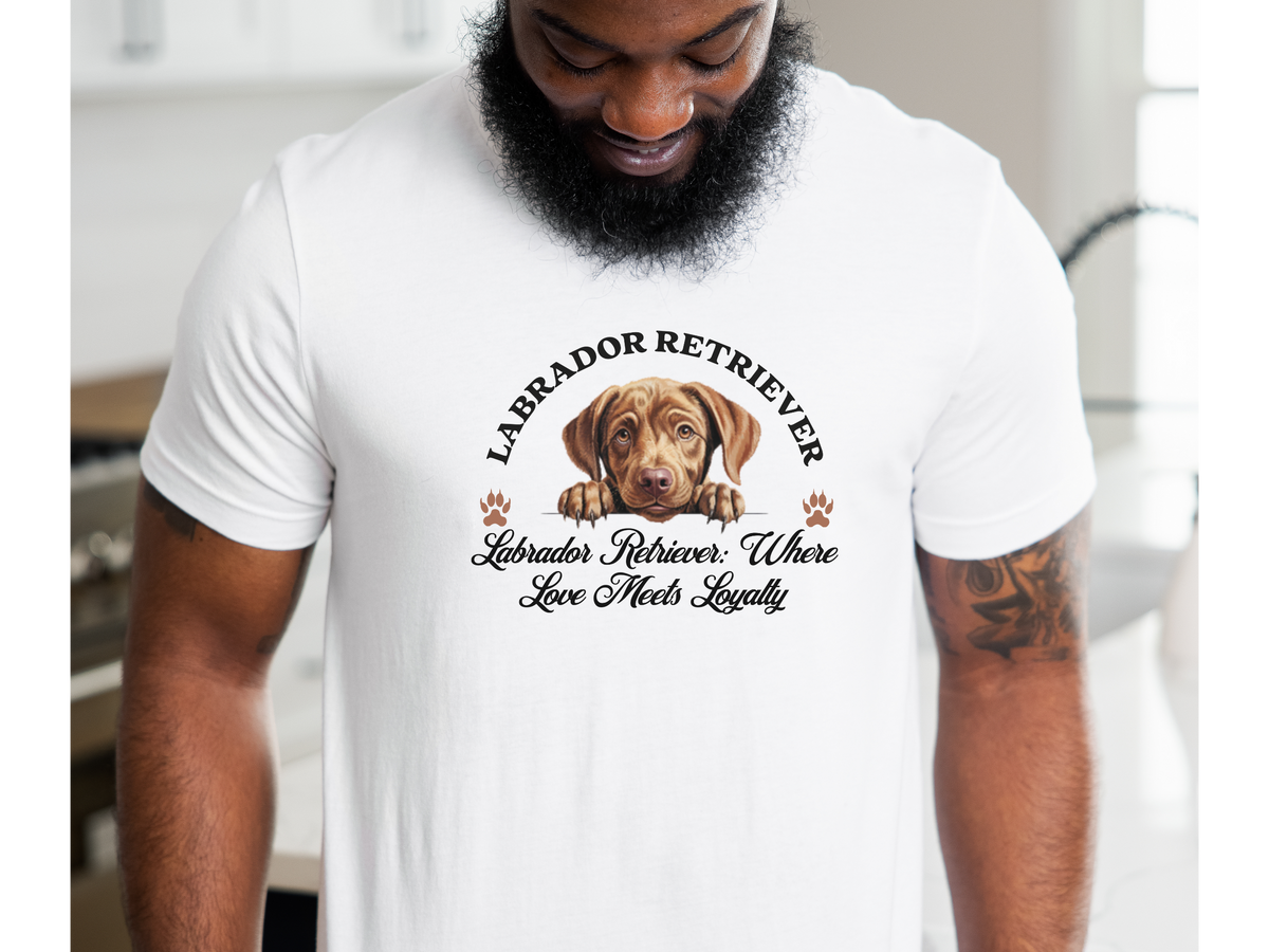 Labrador Retriever T-Shirt – Unisex Tee with “Where Love Meets Loyalty” Slogan | Loyal Dog Lover Gift