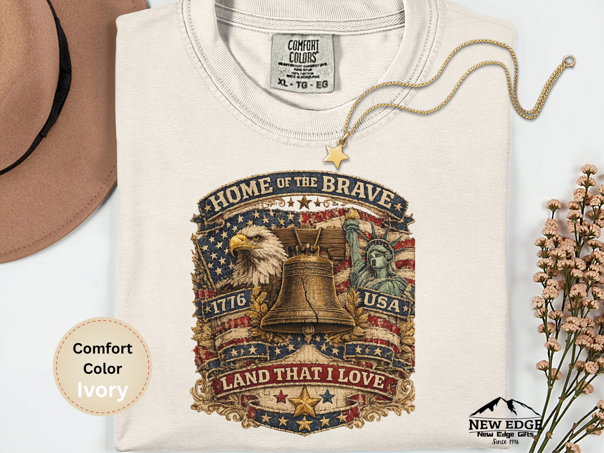 Land That I Love Faux Patchwork Comfort Colors T Shirt Patriotic Americana Graphic Tee Vintage USA Pride Shirt