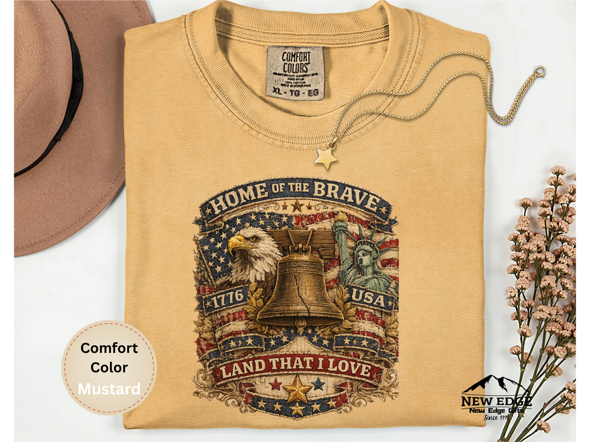 Land That I Love Faux Patchwork Comfort Colors T Shirt Patriotic Americana Graphic Tee Vintage USA Pride Shirt