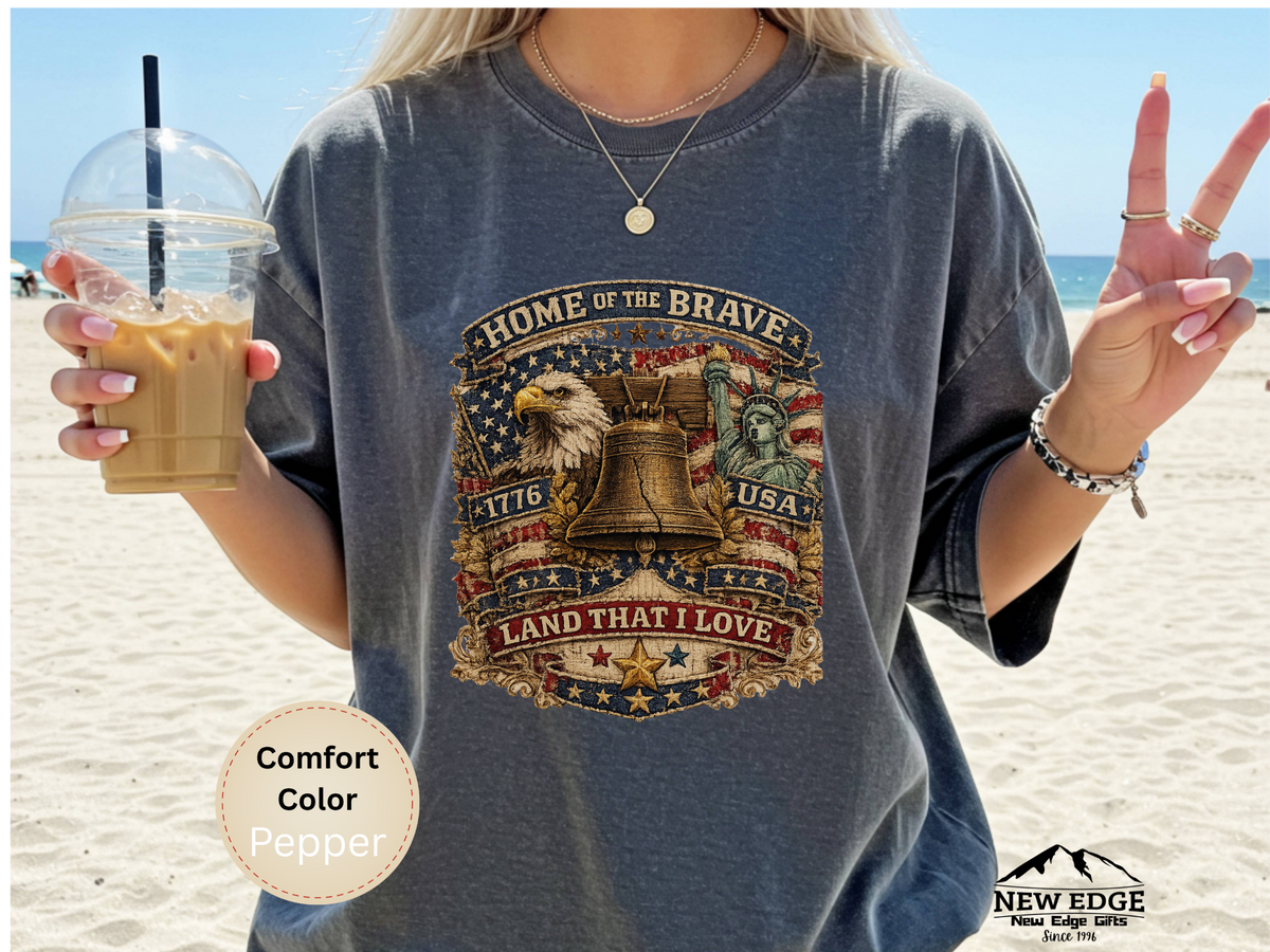 Land That I Love Faux Patchwork Comfort Colors T Shirt Patriotic Americana Graphic Tee Vintage USA Pride Shirt