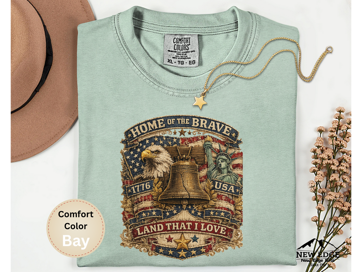 Land That I Love Faux Patchwork Comfort Colors T Shirt Patriotic Americana Graphic Tee Vintage USA Pride Shirt