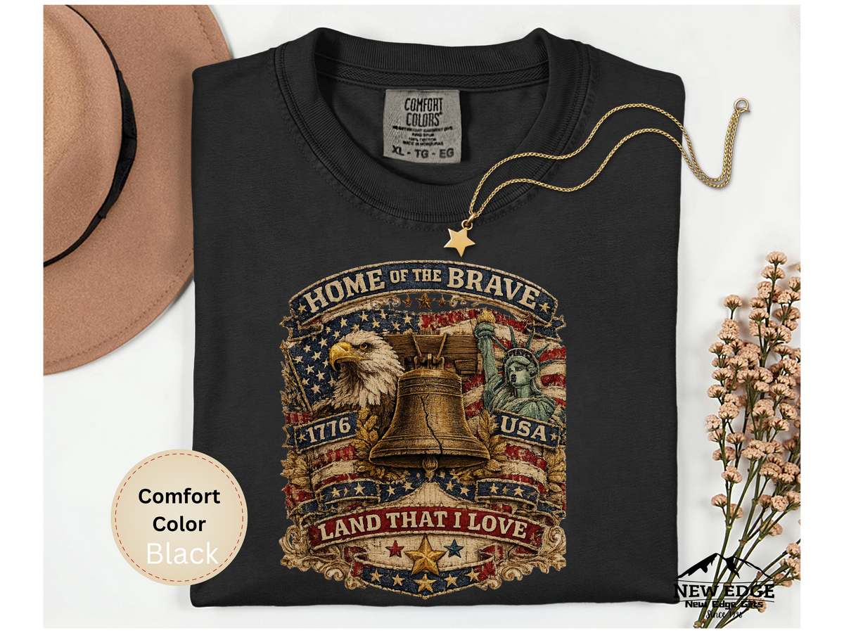Land That I Love Faux Patchwork Comfort Colors T Shirt Patriotic Americana Graphic Tee Vintage USA Pride Shirt