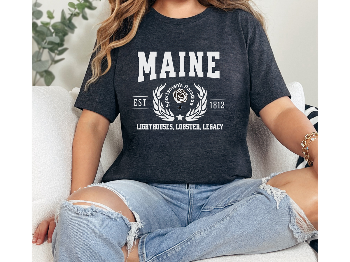 Maine State Legacy T-Shirt – Unisex Coastal Heritage Tee | "Lighthouses, Lobster, Legacy" | New England Pride Shirt