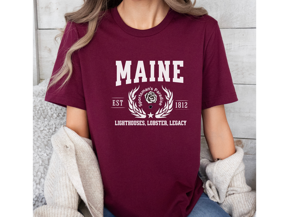 Maine State Legacy T-Shirt – Unisex Coastal Heritage Tee | "Lighthouses, Lobster, Legacy" | New England Pride Shirt